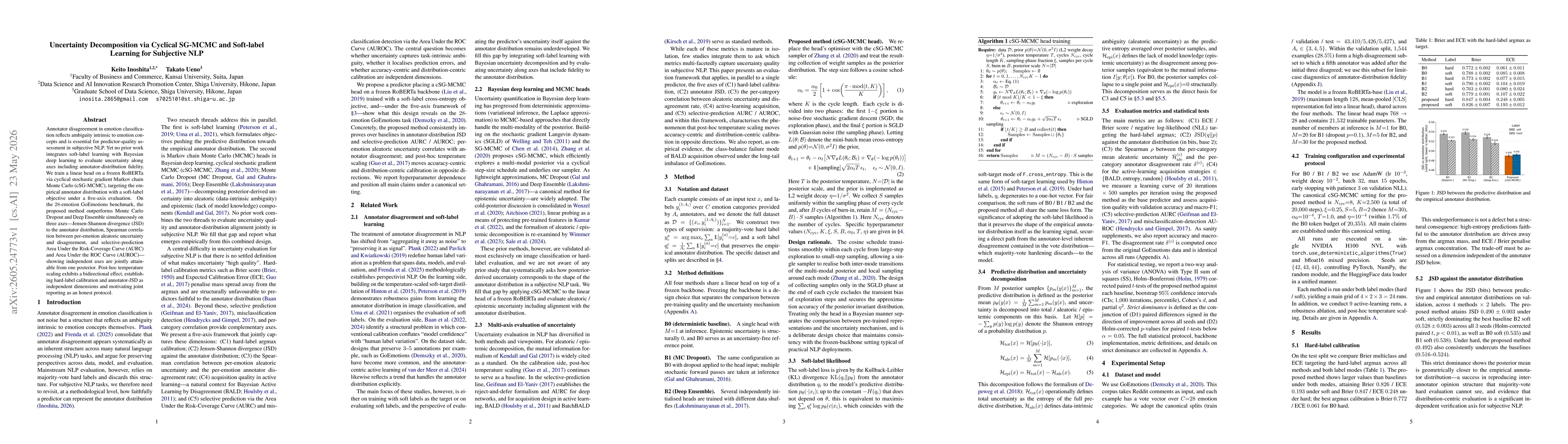 Thumbnail for Uncertainty Decomposition via Cyclical SG-MCMC and Soft-label Learning for Subjective NLP