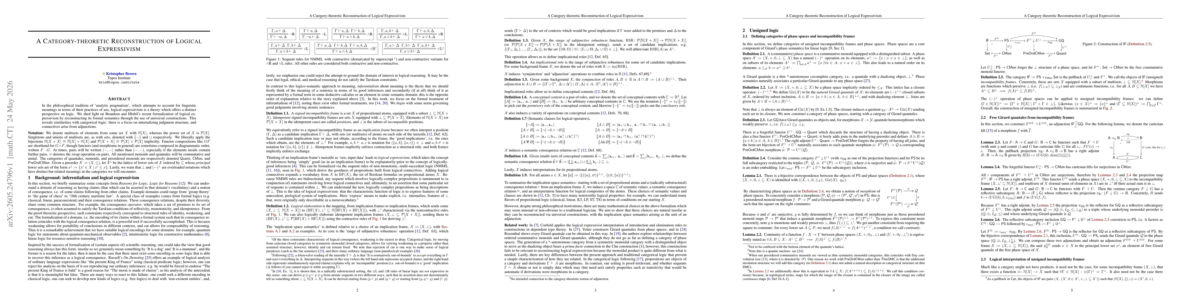Thumbnail for A Category-theoretic Reconstruction of Logical Expressivism