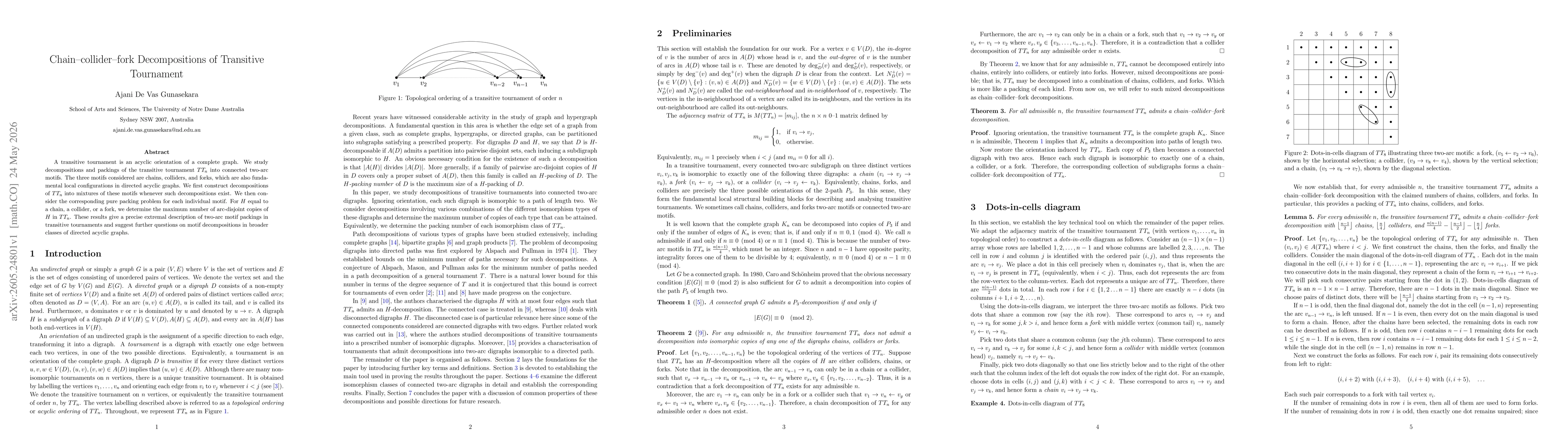 Thumbnail for Chain--collider--fork Decompositions of Transitive Tournament
