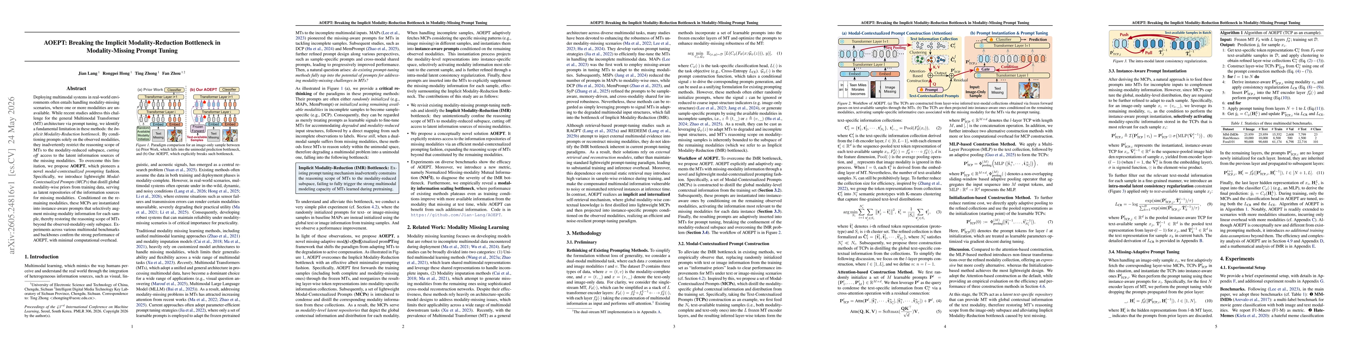 Thumbnail for AOEPT: Breaking the Implicit Modality-Reduction Bottleneck in Modality-Missing Prompt Tuning