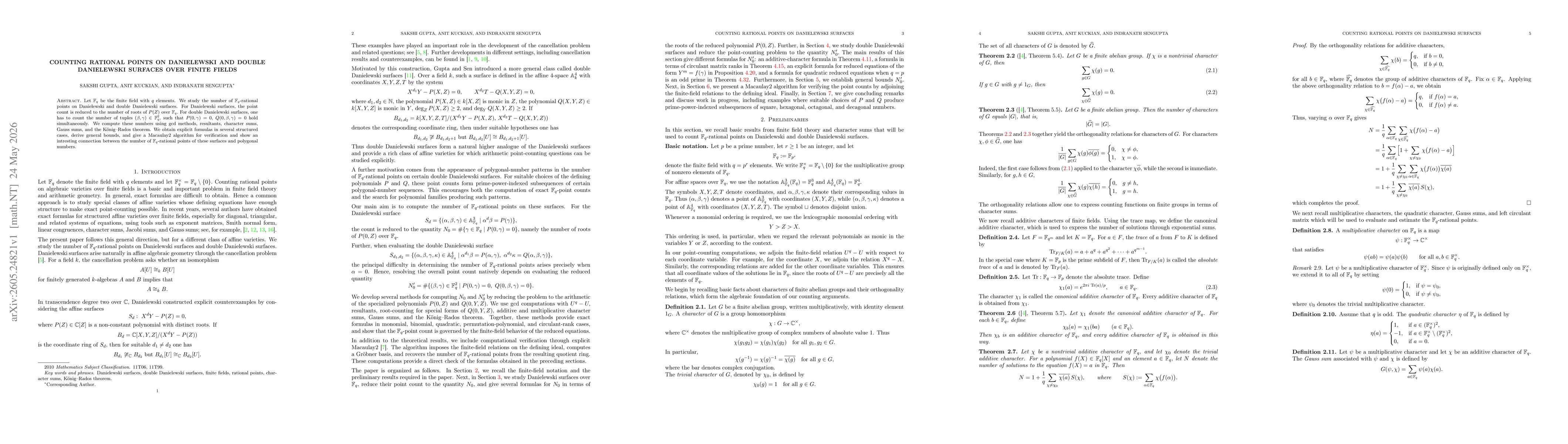 Thumbnail for Counting Rational Points on Danielewski and Double Danielewski Surfaces over Finite Fields