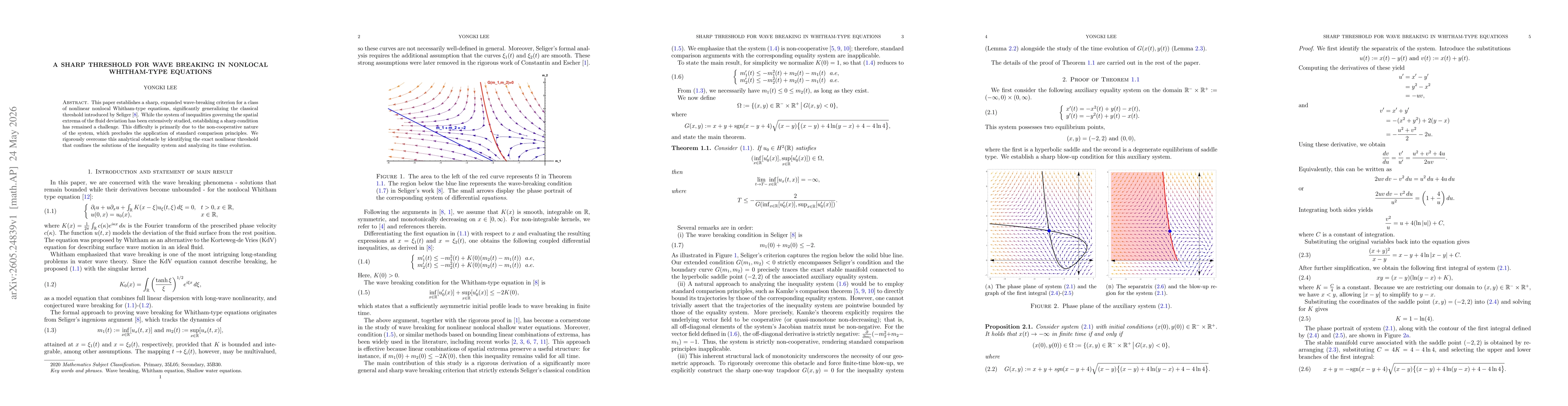 Thumbnail for A sharp threshold for wave breaking in nonlocal Whitham-type equations
