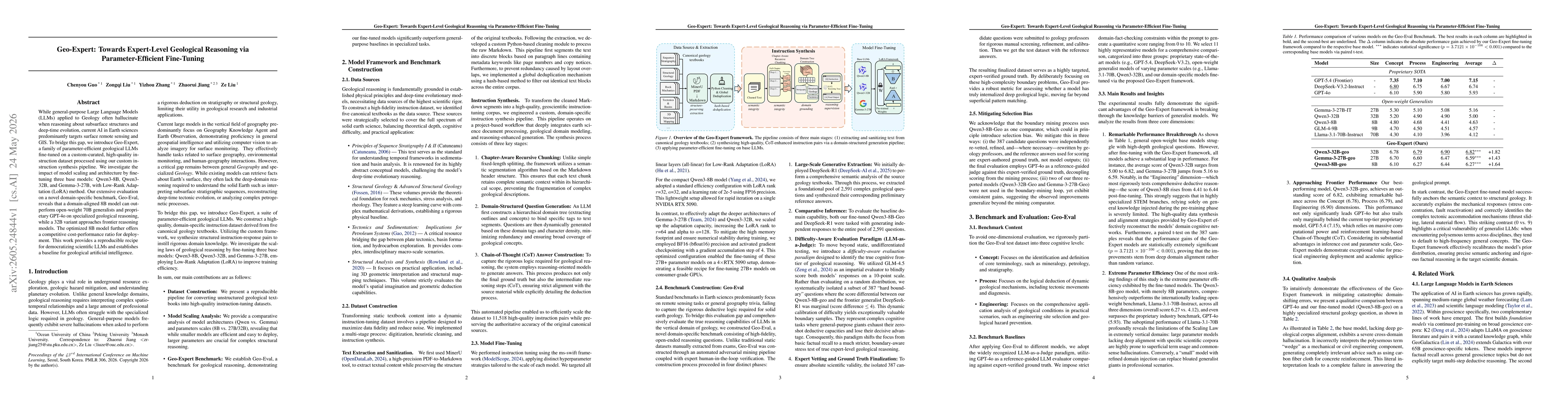 Thumbnail for Geo-Expert: Towards Expert-Level Geological Reasoning via Parameter-Efficient Fine-Tuning