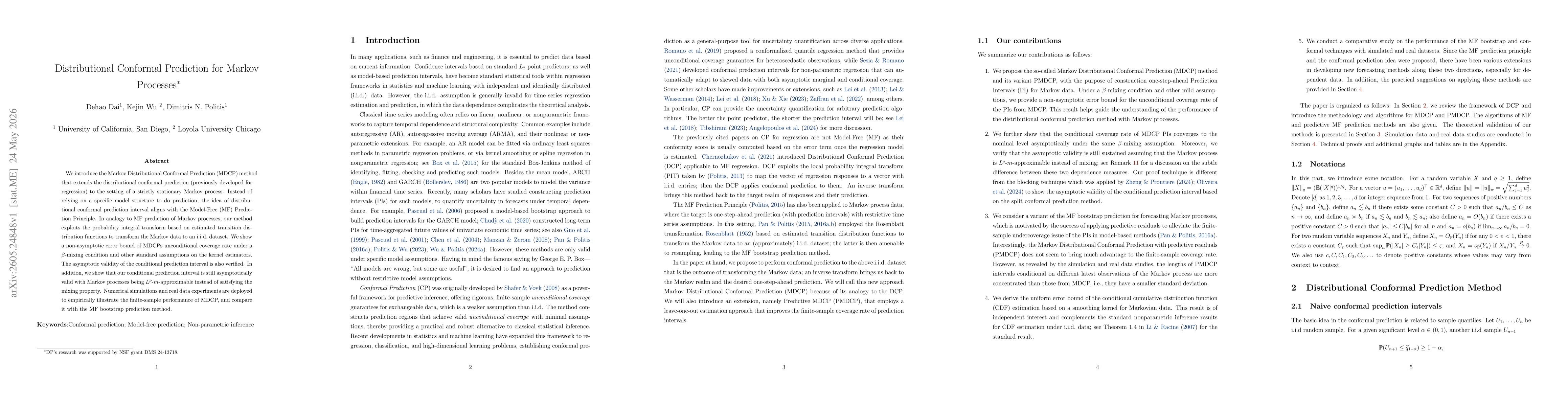 Thumbnail for Distributional Conformal Prediction for Markov Processes