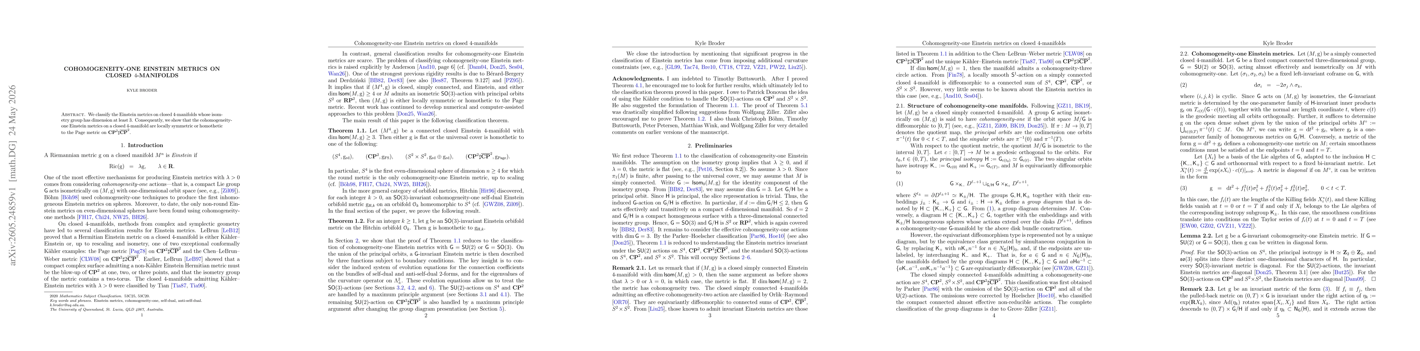 Thumbnail for Cohomogeneity-one Einstein metrics on closed $4$-manifolds