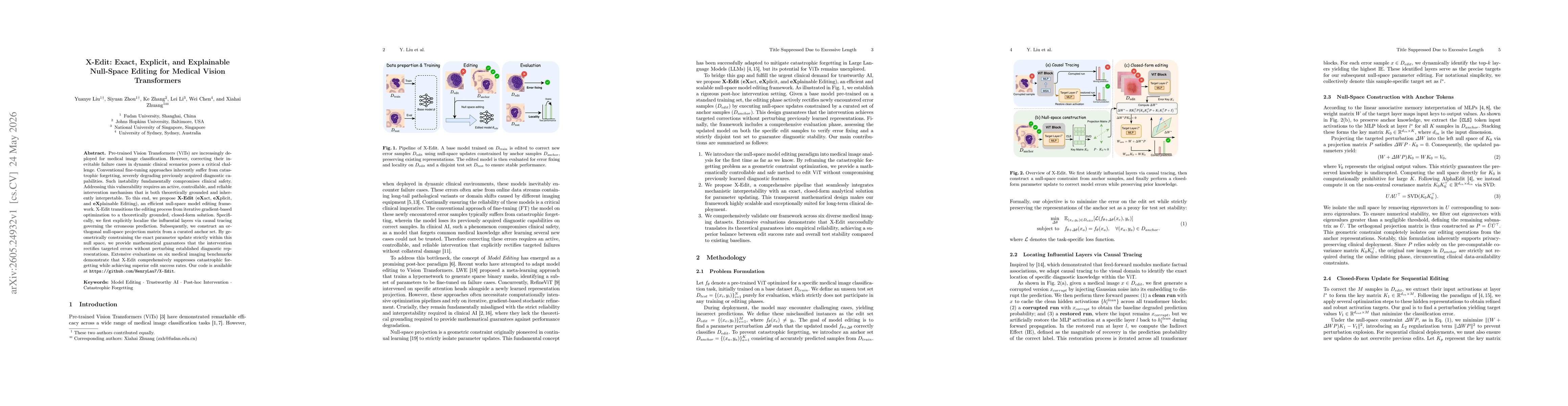 Thumbnail for X-Edit: Exact, Explicit, and Explainable Null-Space Editing for Medical Vision Transformers