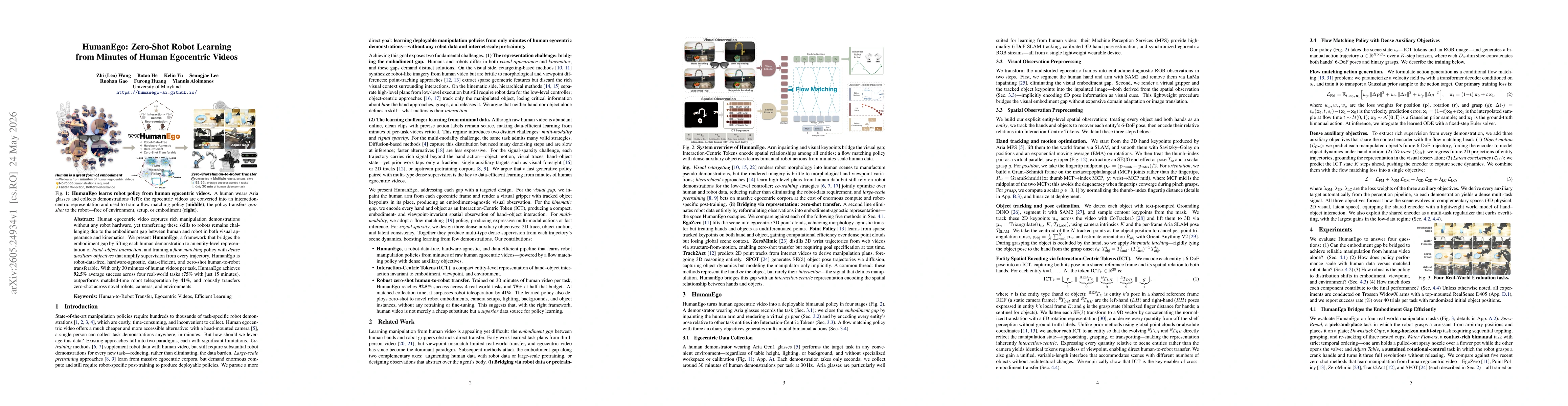 Thumbnail for HumanEgo: Zero-Shot Robot Learning from Minutes of Human Egocentric Videos