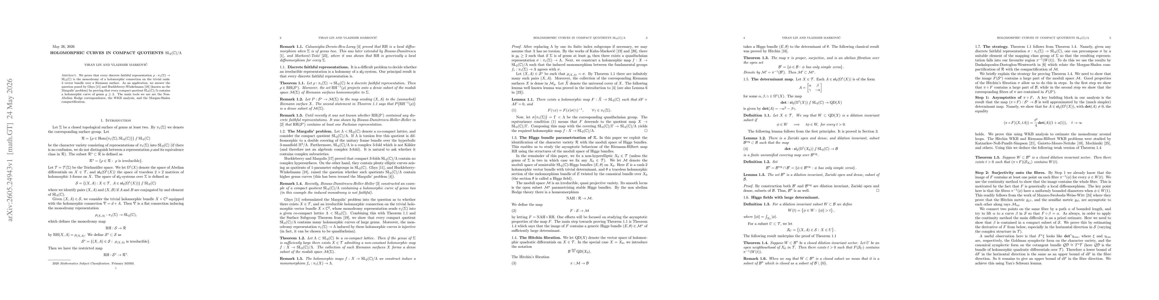 Thumbnail for Holomorphic curves in compact quotients of SL(2,C)