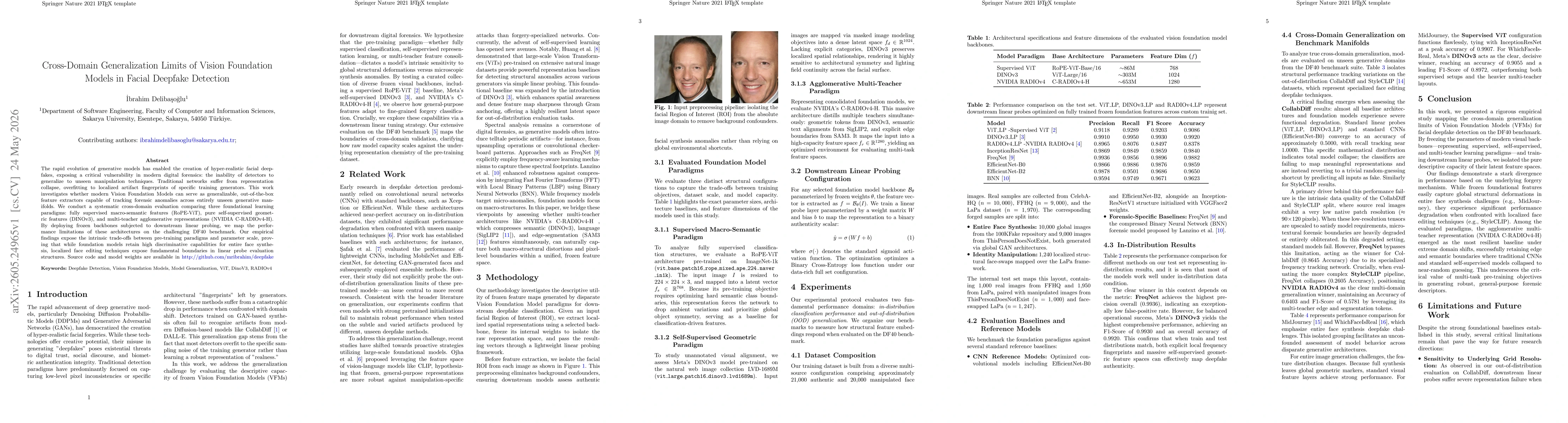 Thumbnail for Cross-Domain Generalization Limits of Vision Foundation Models in Facial Deepfake Detection