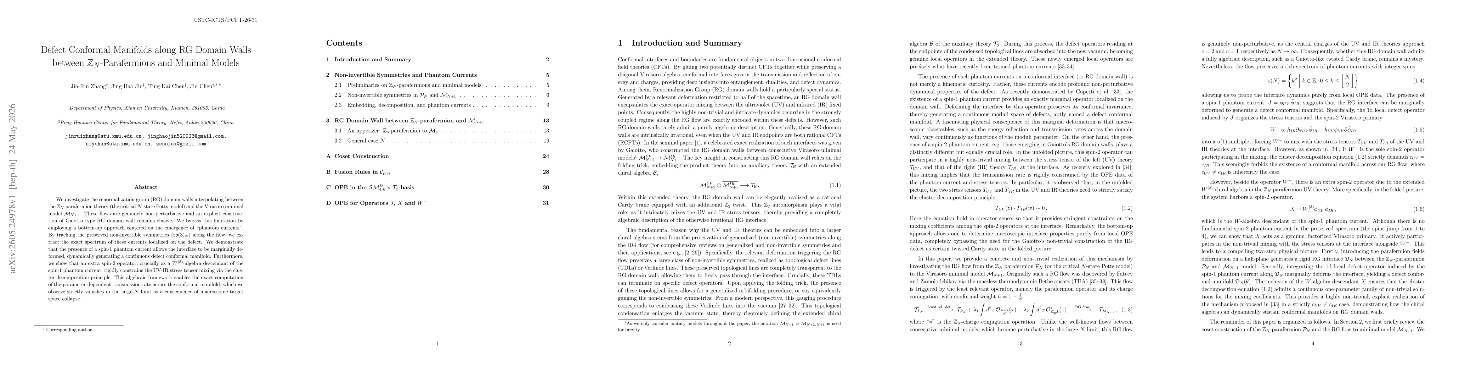 Thumbnail for Defect Conformal Manifolds along RG Domain Walls between $\mathbb Z_N$-Parafermions and Minimal Models