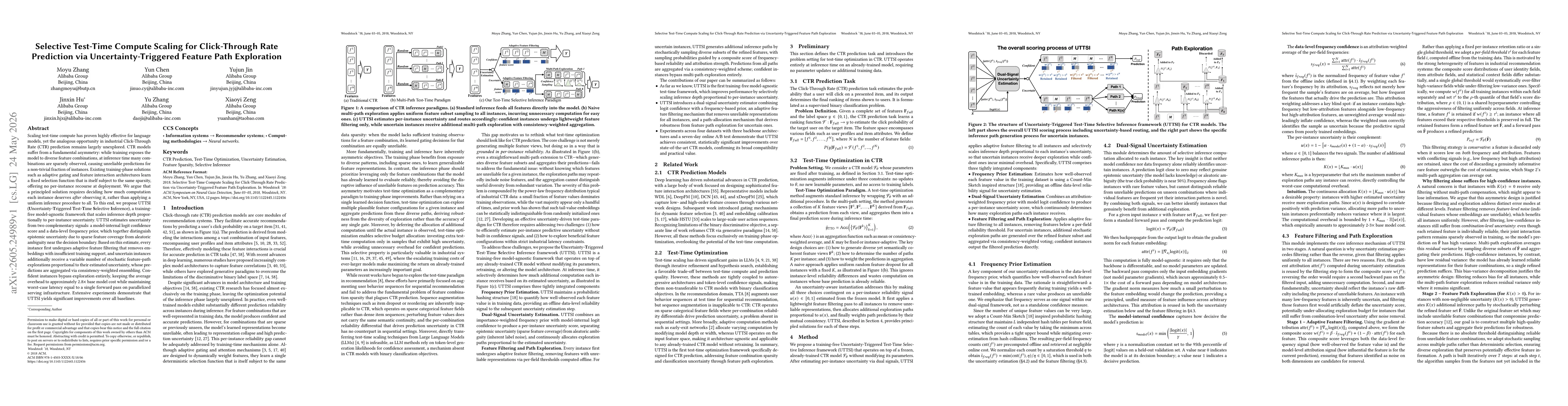 Thumbnail for Selective Test-Time Compute Scaling for Click-Through Rate Prediction via Uncertainty-Triggered Feature Path Exploration