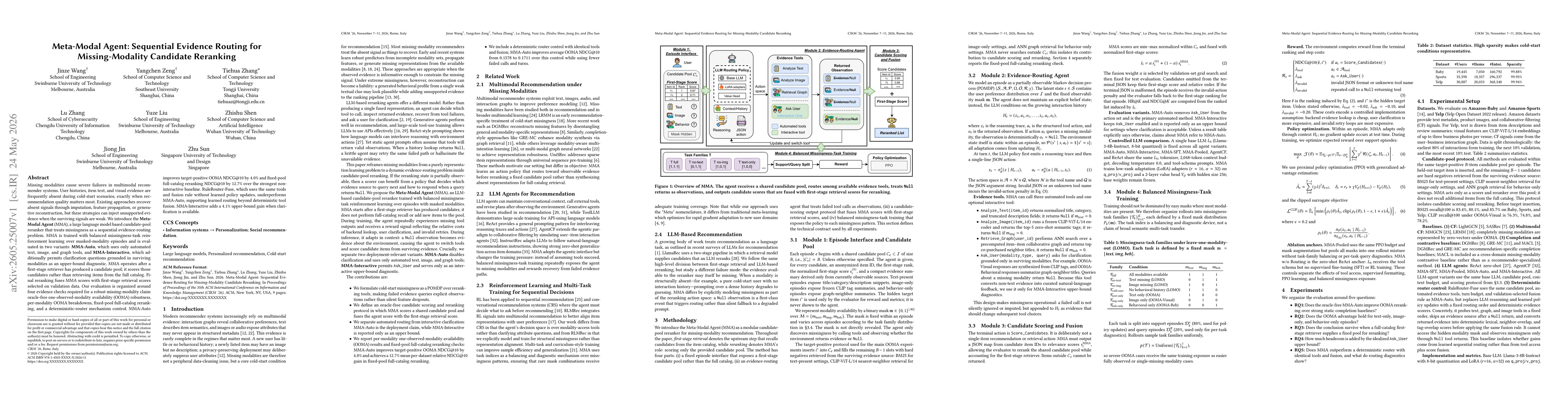 Thumbnail for Meta-Modal Agent: Sequential Evidence Routing for Missing-Modality Candidate Reranking