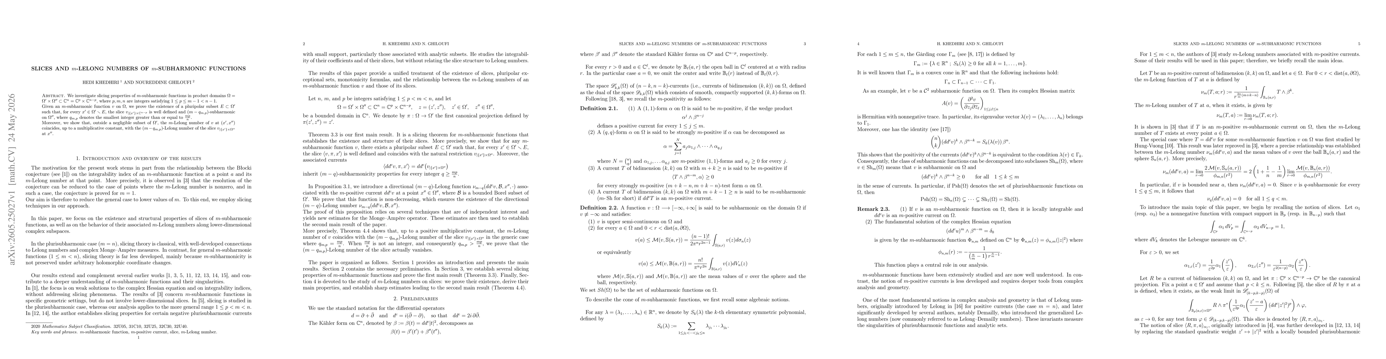 Thumbnail for Slices and $m$-Lelong numbers of $m$-subharmonic functions