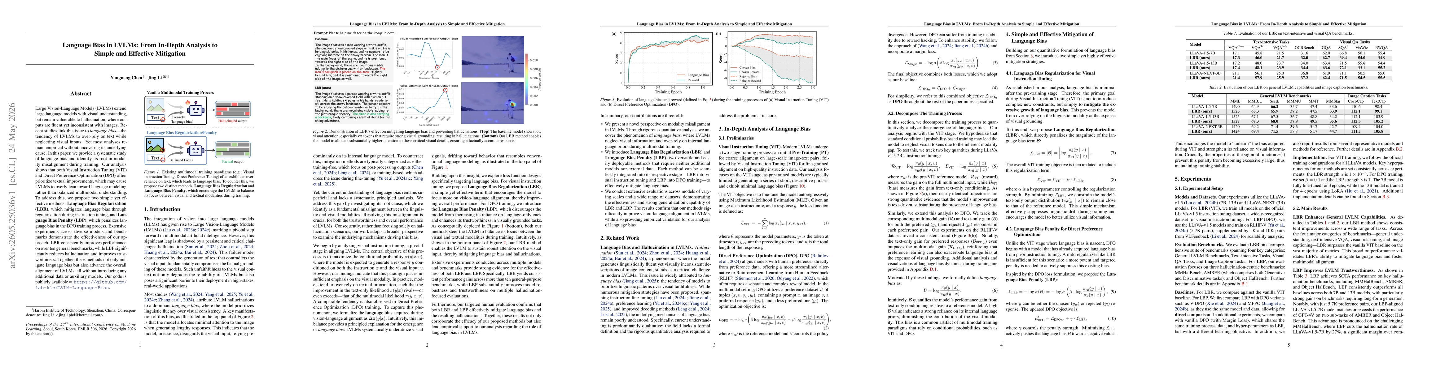 Thumbnail for Language Bias in LVLMs: From In-Depth Analysis to Simple and Effective Mitigation