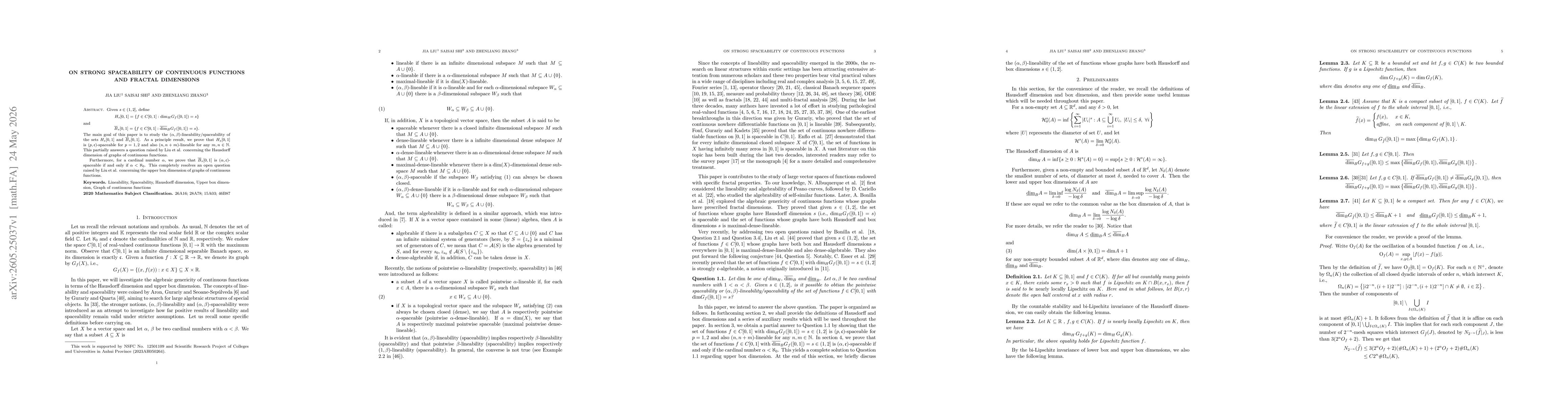 Thumbnail for On strong spaceability of continuous functions and fractal dimensions