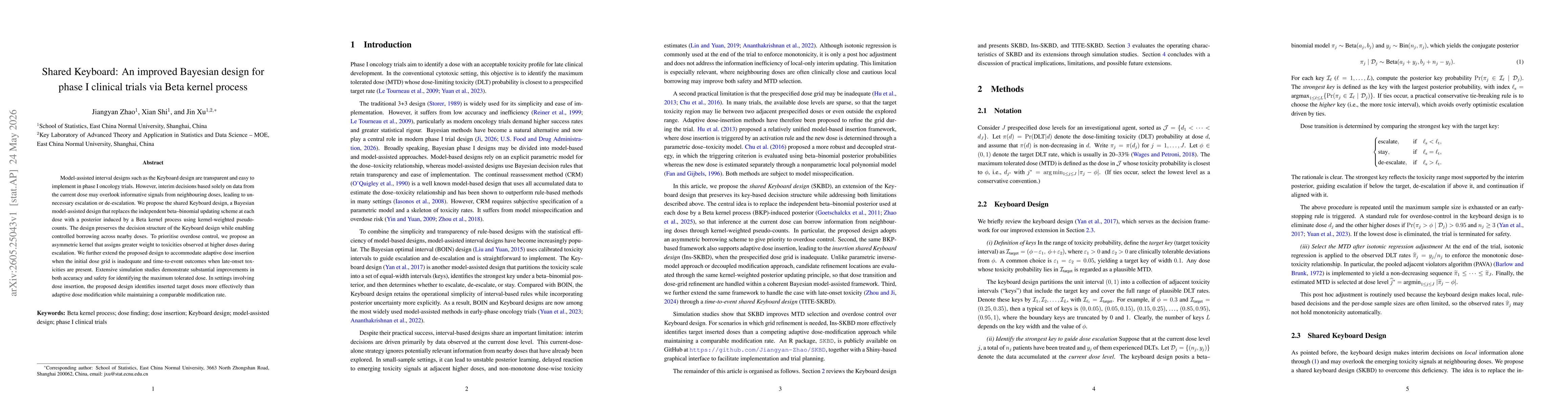 Thumbnail for Shared Keyboard: An improved Bayesian design for phase I clinical trials via Beta kernel process