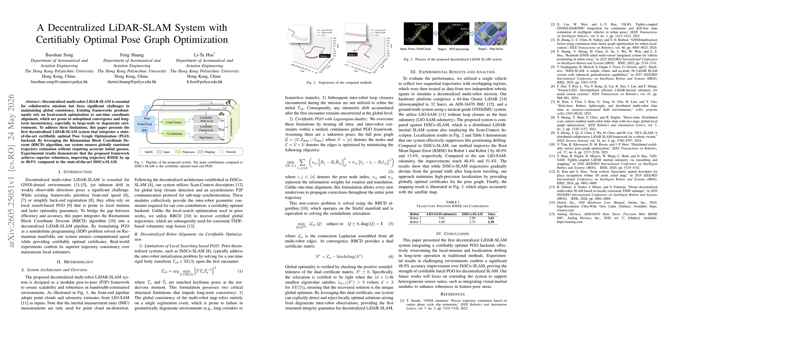 Thumbnail for A Decentralized LiDAR-SLAM System with Certifiably Optimal Pose Graph Optimization