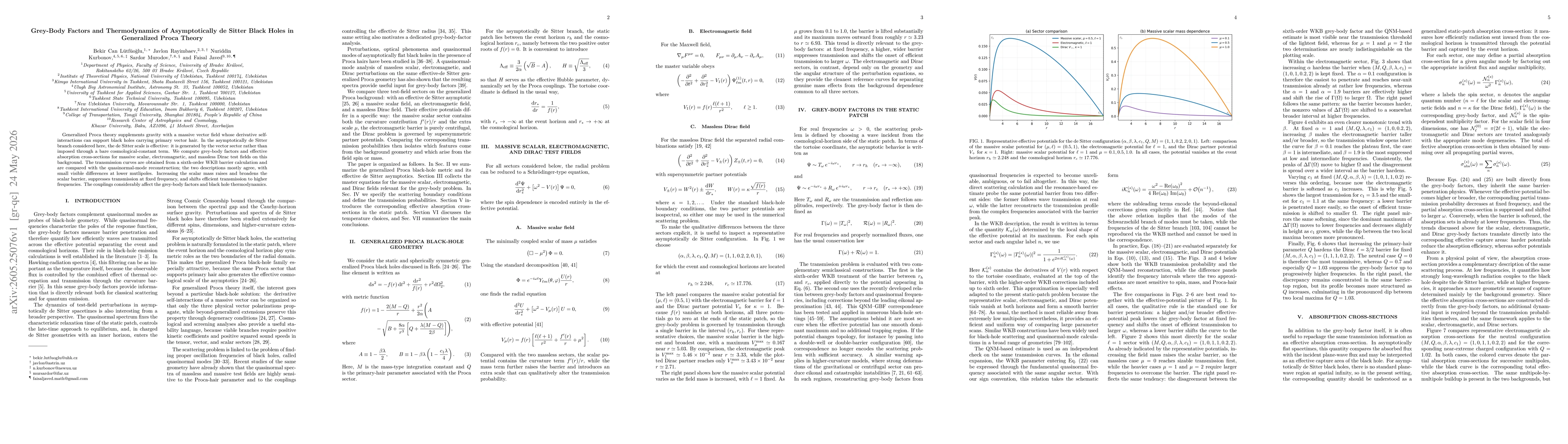 Thumbnail for Grey-Body Factors and Thermodynamics of Asymptotically de Sitter Black Holes in Generalized Proca Theory