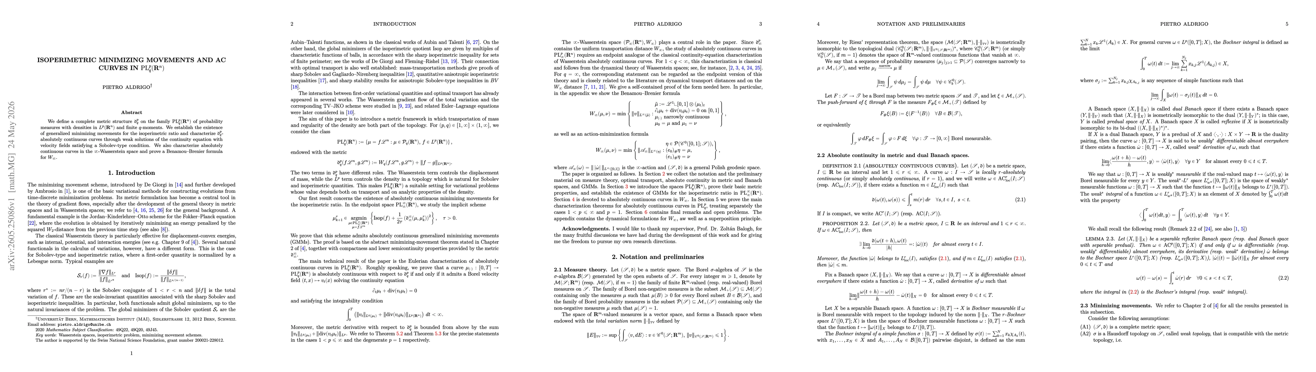 Thumbnail for Isoperimetric minimizing movements and AC curves in $\text{PL}_q^p(\mathbb{R}^n)$