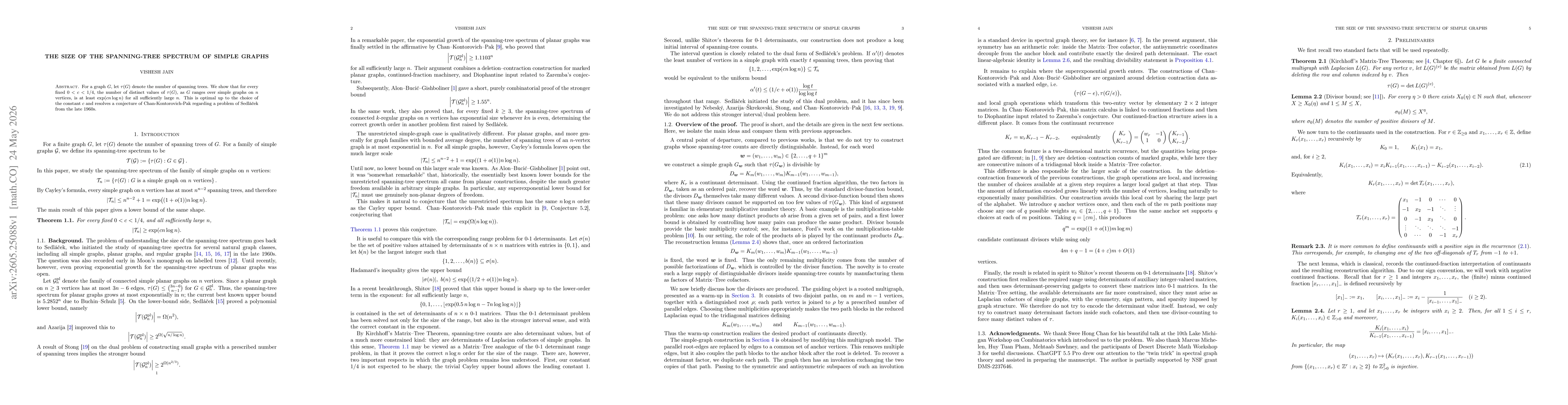 Thumbnail for The size of the spanning-tree spectrum of simple graphs
