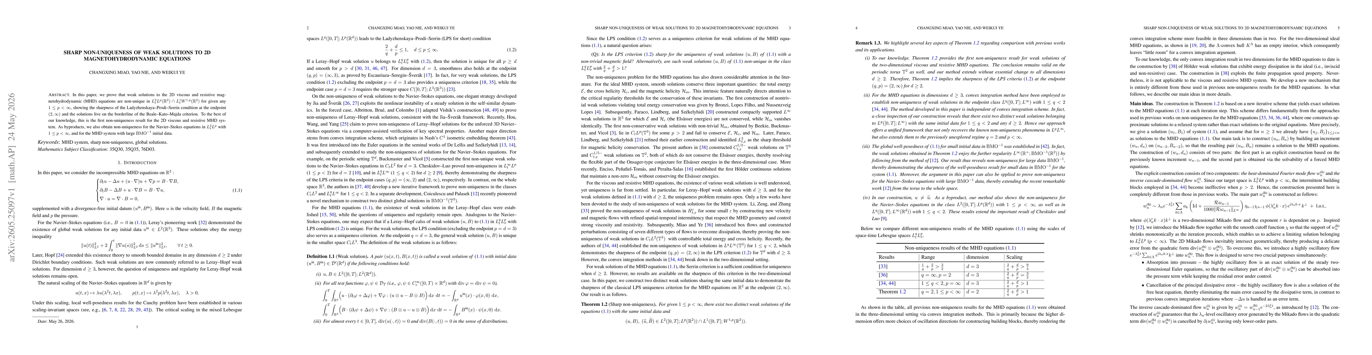 Thumbnail for Sharp non-uniqueness of weak solutions to 2D magnetohydrodynamic equations