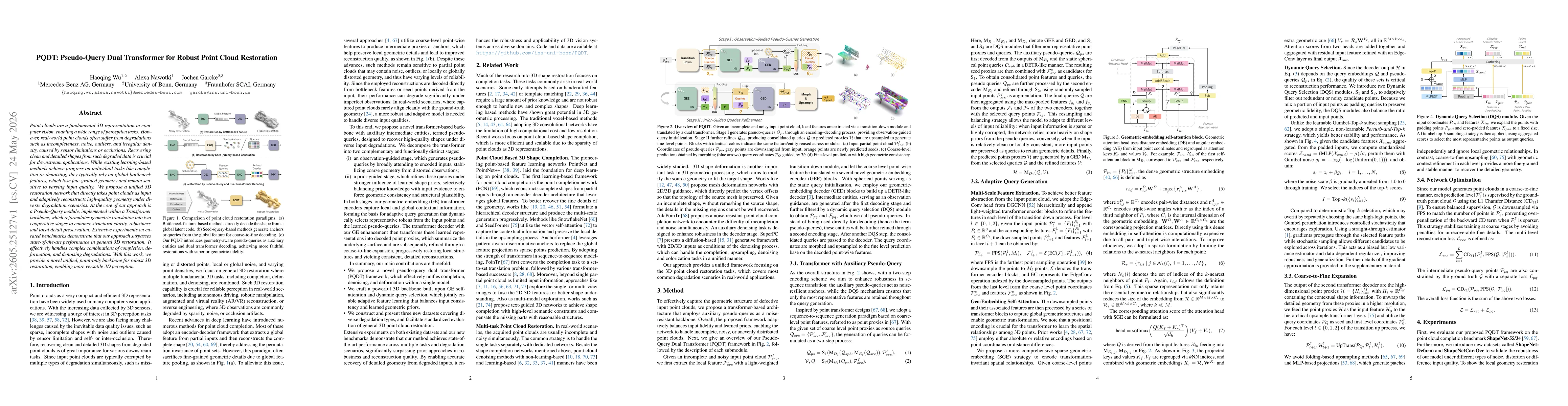 Thumbnail for PQDT: Pseudo-Query Dual Transformer for Robust Point Cloud Restoration