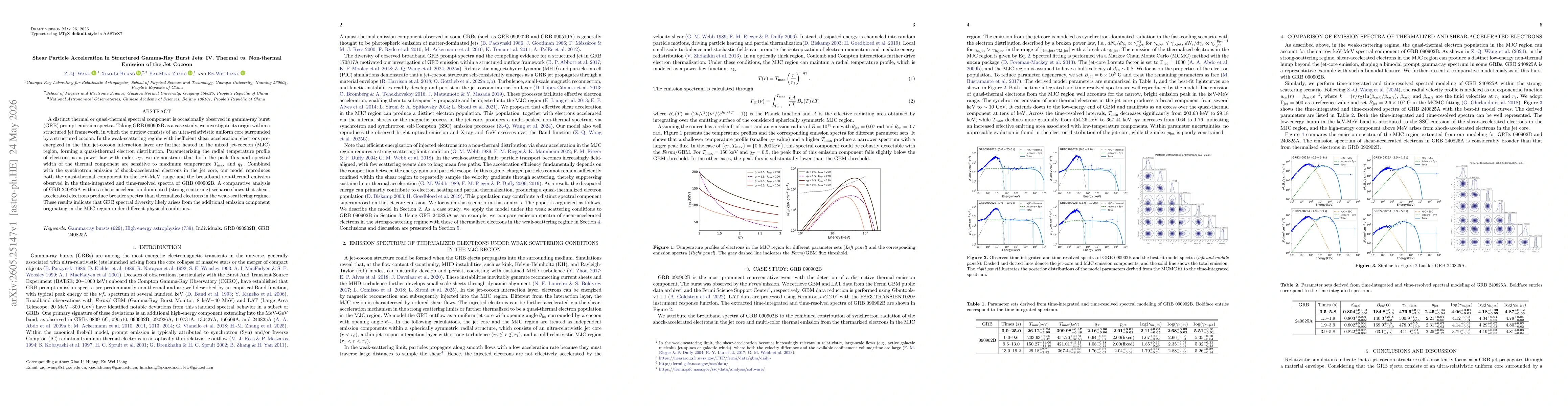 Thumbnail for Shear Particle Acceleration in Structured Gamma-Ray Burst Jets: IV. Thermal {\em vs.} Non-thermal Emission of the Jet Cocoon