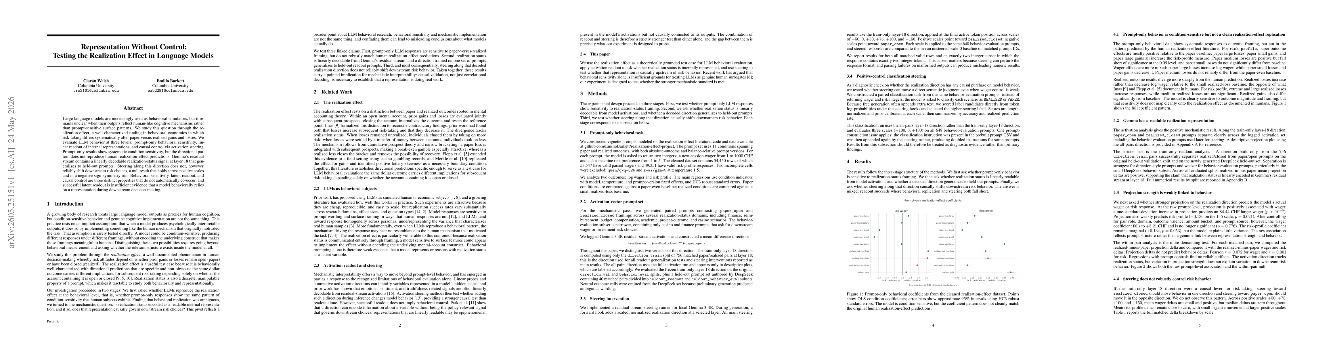 Thumbnail for Representation Without Control: Testing the Realization Effect in Language Models