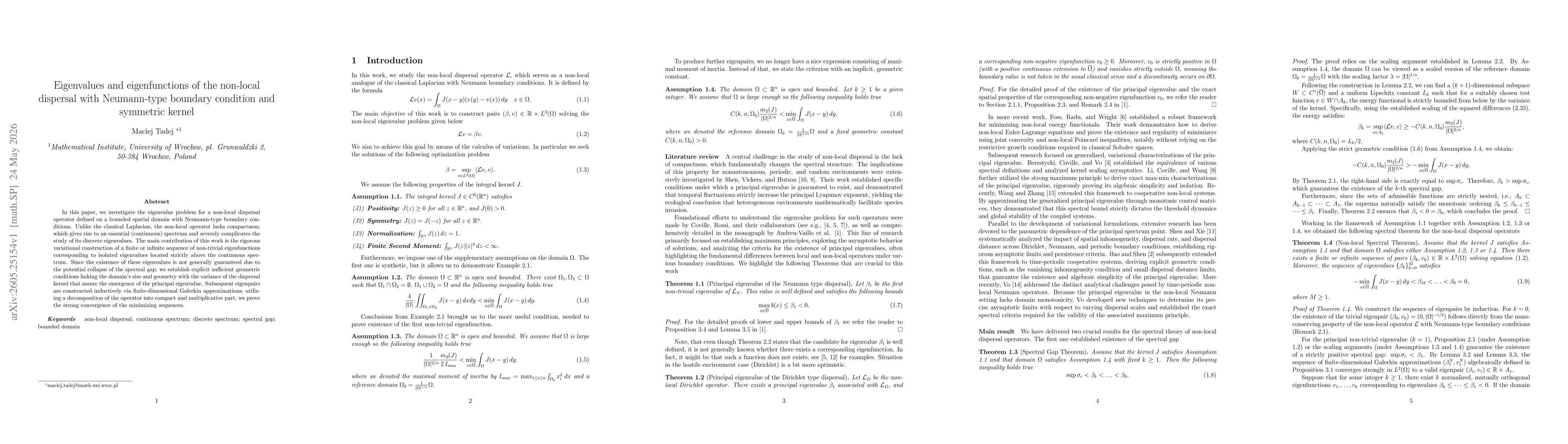 Thumbnail for Eigenvalues and eigenfunctions of the non-local dispersal with Neumann-type boundary condition and symmetric kernel