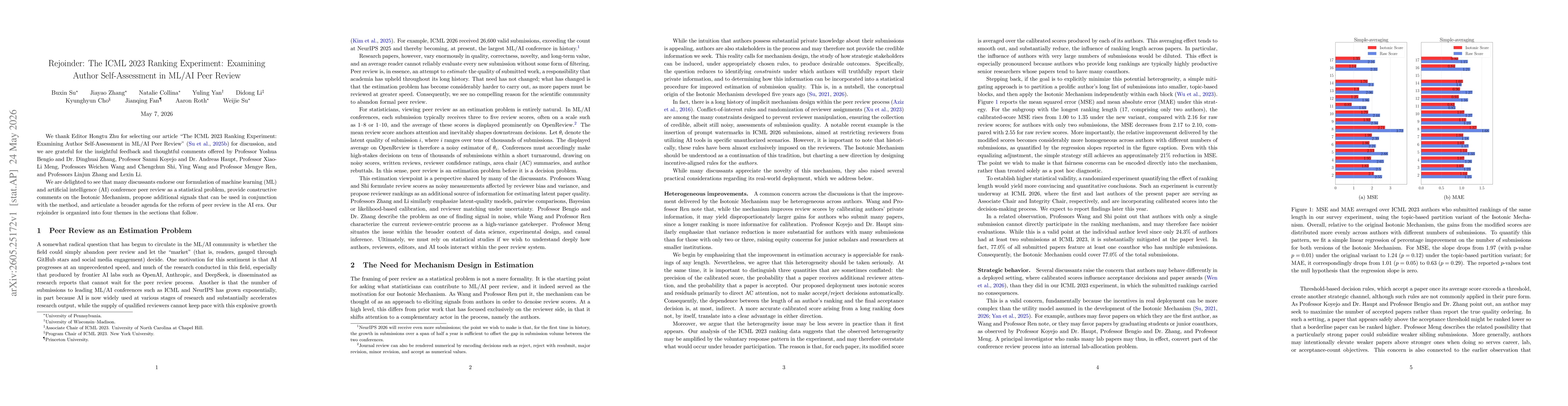 Thumbnail for Rejoinder: The ICML 2023 Ranking Experiment: Examining Author Self-Assessment in ML/AI Peer Review