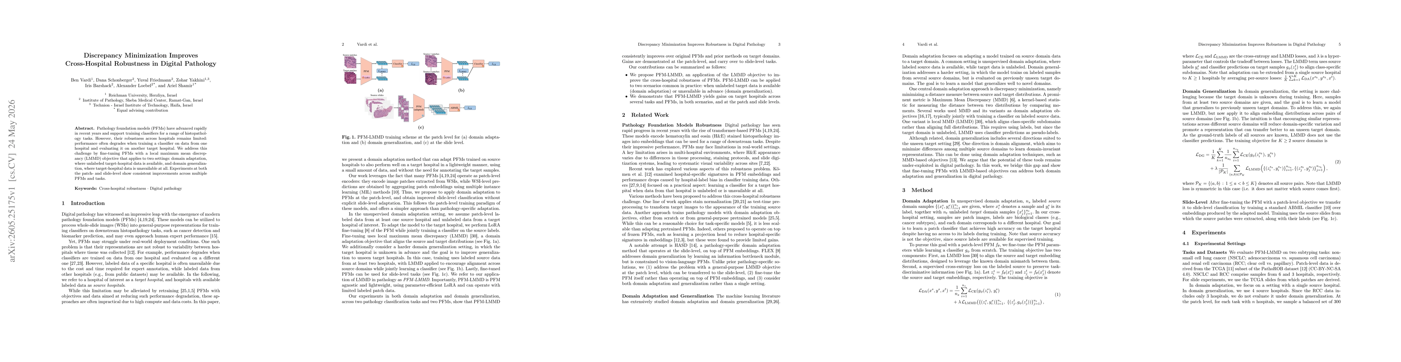 Thumbnail for Discrepancy Minimization Improves Cross-Hospital Robustness in Digital Pathology