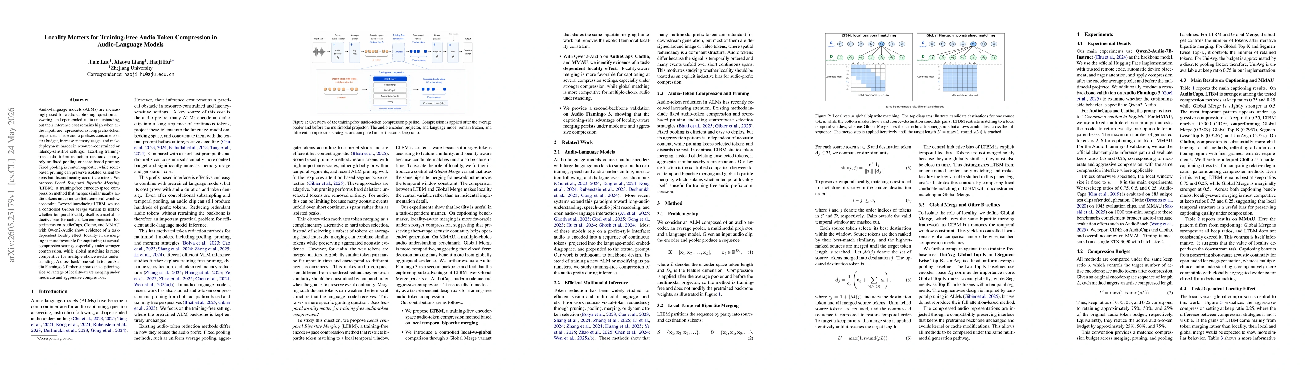 Thumbnail for Locality Matters for Training-Free Audio Token Compression in Audio-Language Models