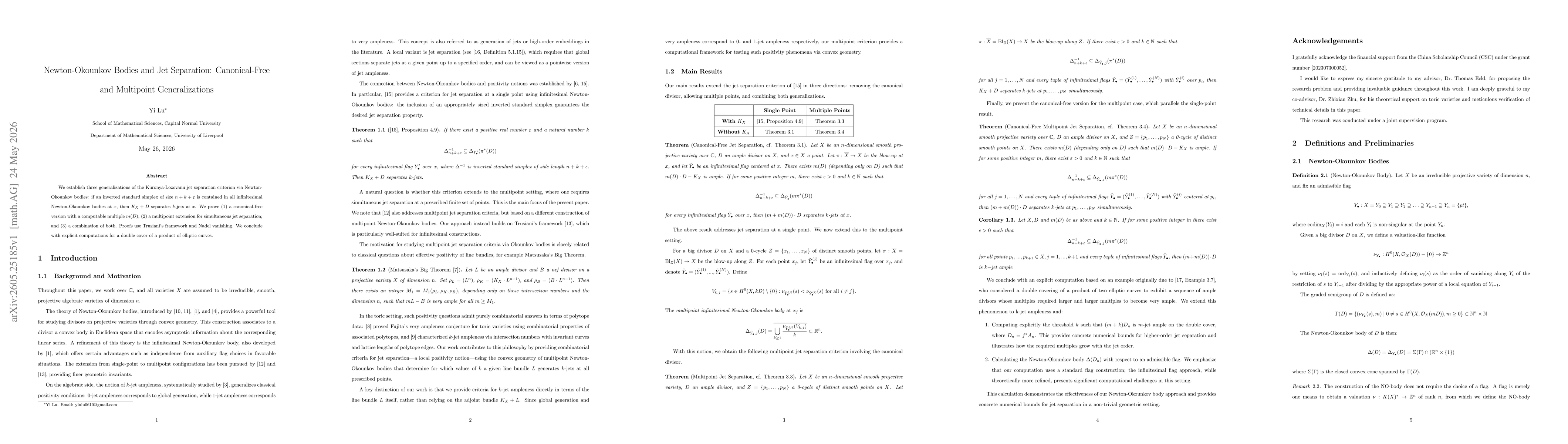 Thumbnail for Newton-Okounkov Bodies and Jet Separation: Canonical-Free and Multipoint Generalizations