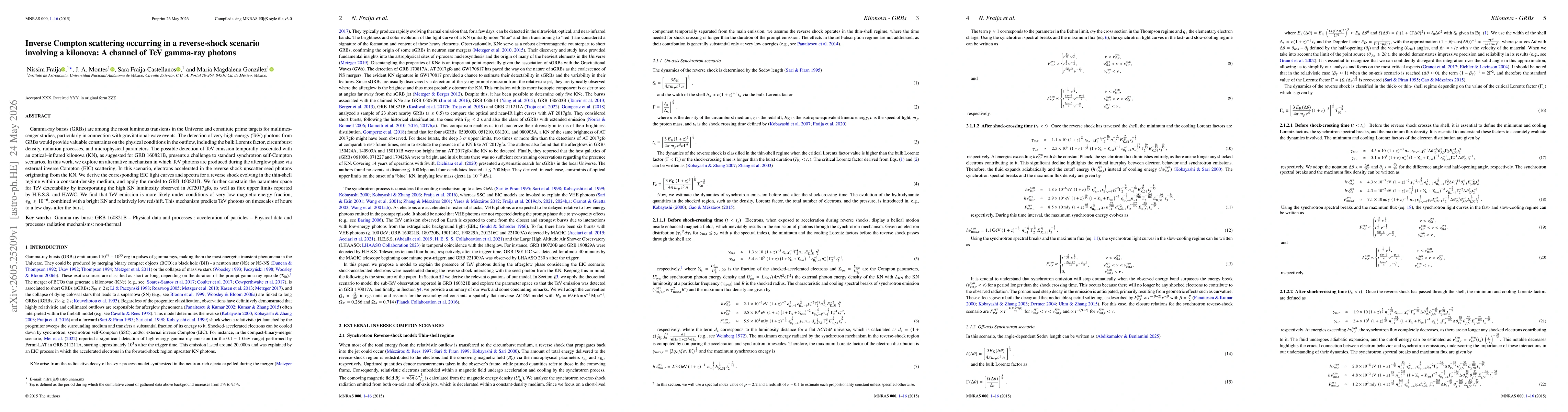 Thumbnail for Inverse Compton scattering occurring in a reverse-shock scenario involving a kilonova: A channel of TeV gamma-ray photons