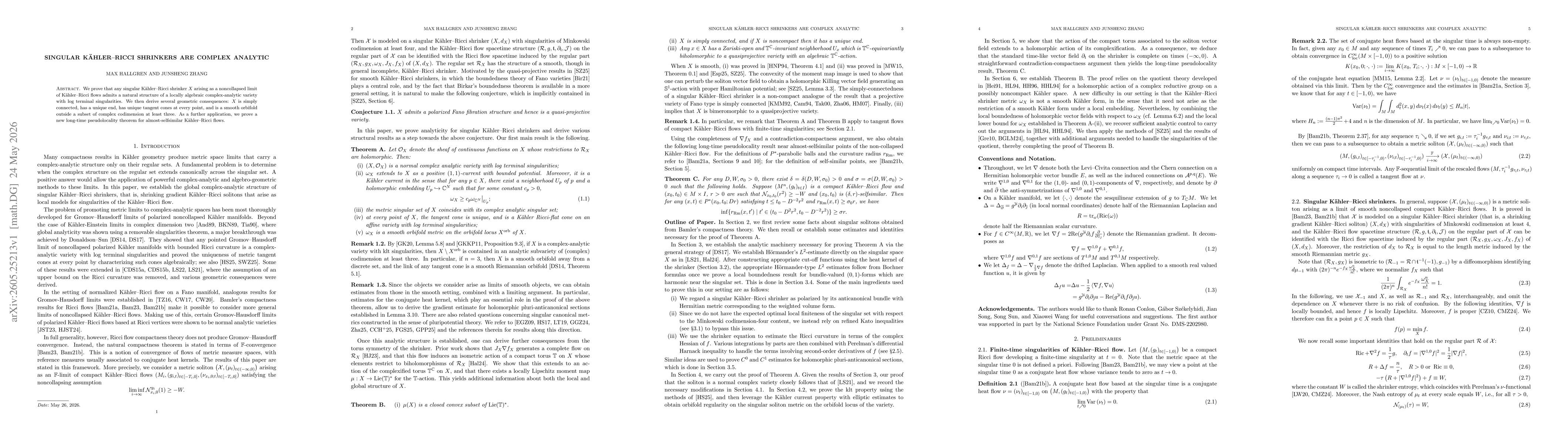 Thumbnail for Singular Kähler-Ricci Shrinkers are Complex Analytic