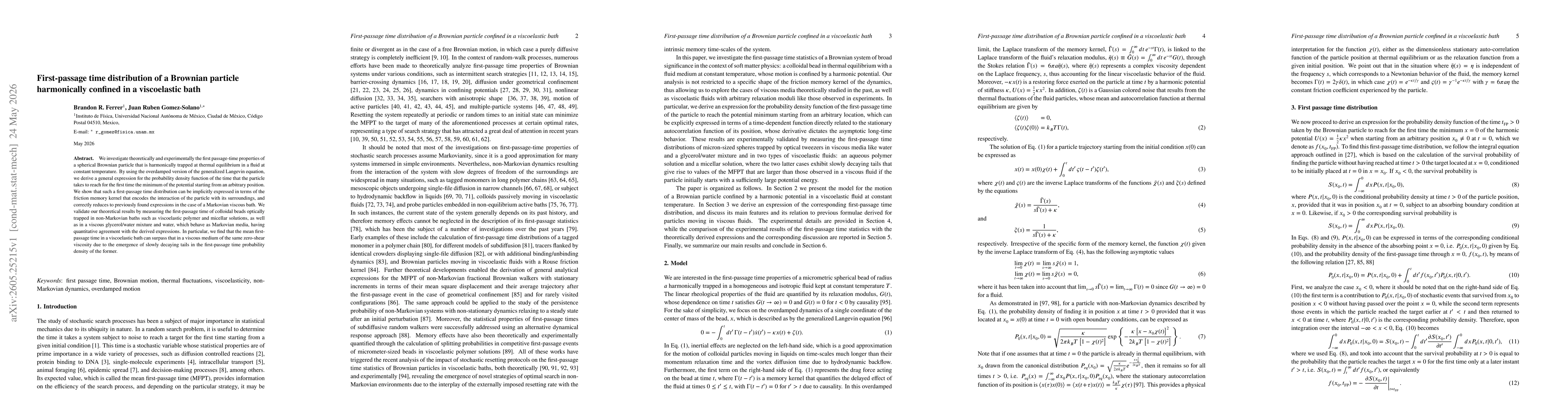 Thumbnail for First-passage time distribution of a Brownian particle harmonically confined in a viscoelastic bath