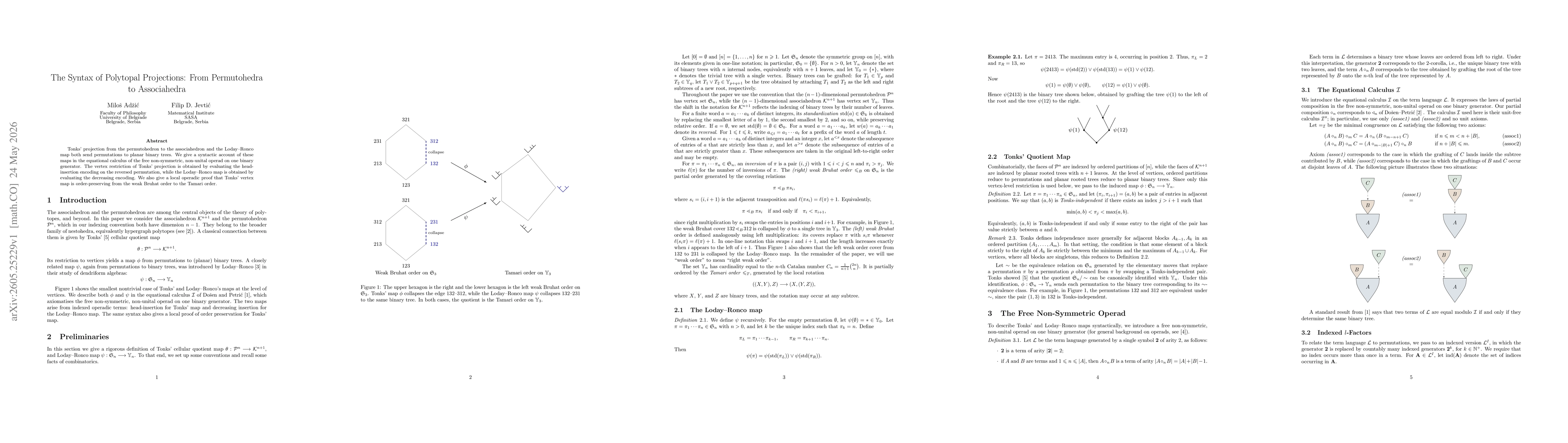 Thumbnail for The Syntax Of Polytopal Projections: From Permutohedra To Associahedra