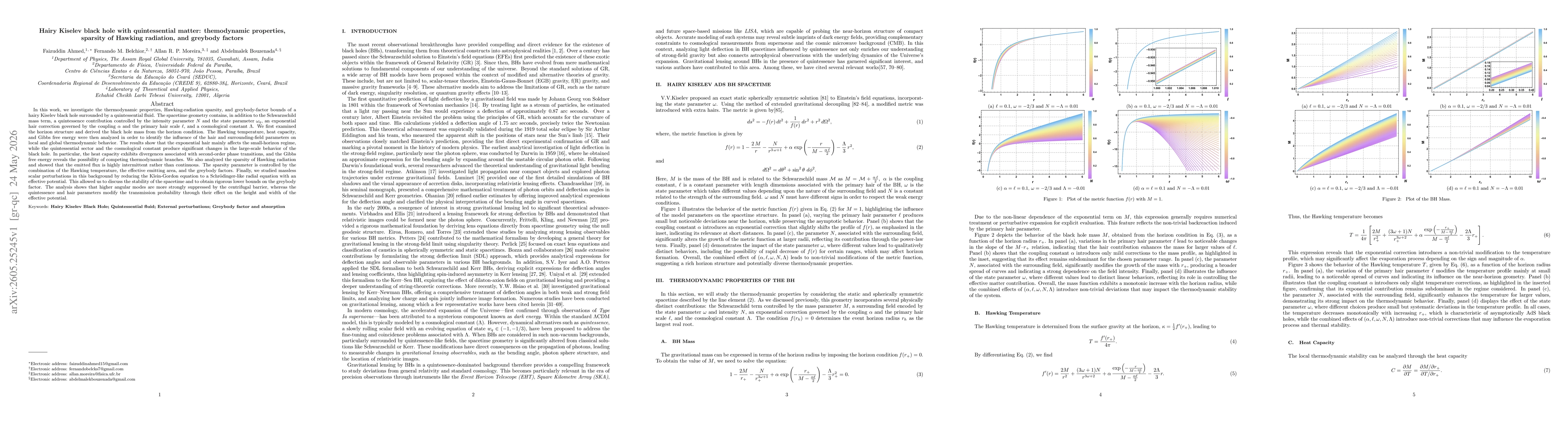 Thumbnail for Hairy Kiselev black hole with quintessential matter: themodynamic properties, sparsity of Hawking radiation, and greybody factors