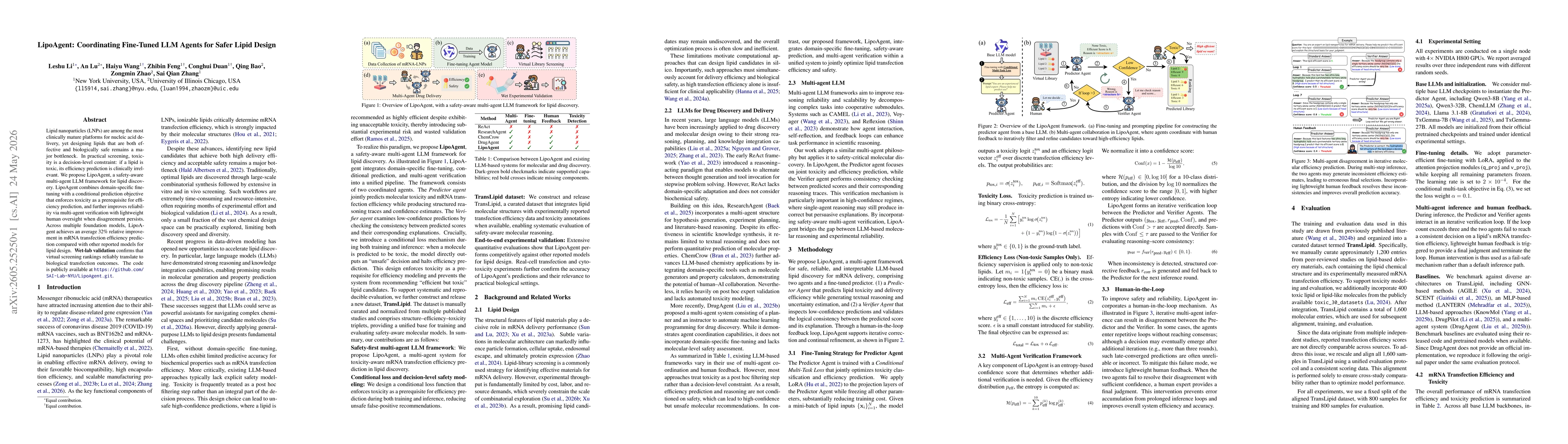 Thumbnail for LipoAgent: Coordinating Fine-Tuned LLM Agents for Safer Lipid Design