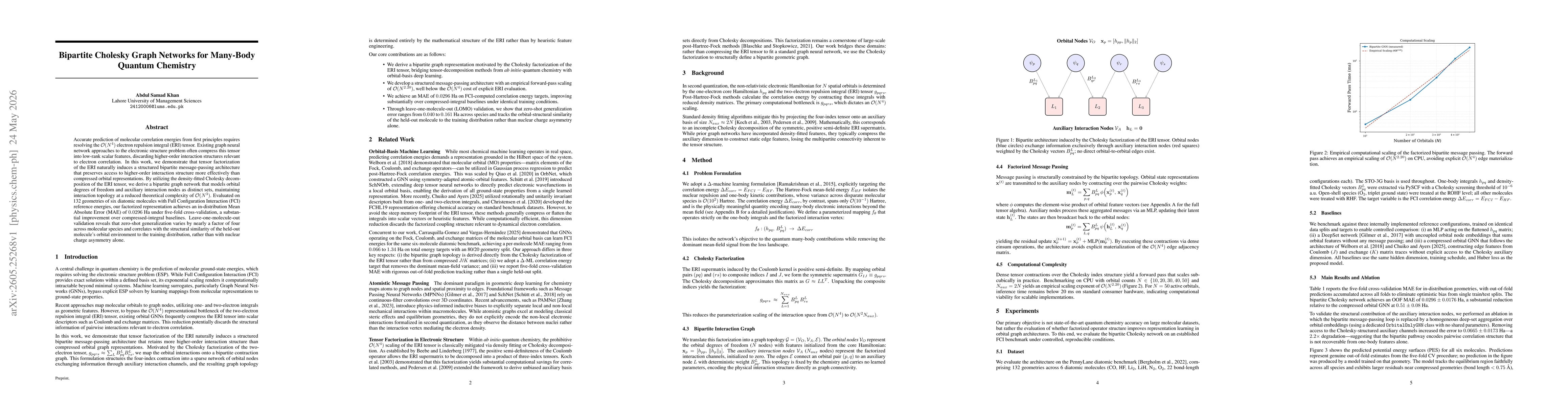 Thumbnail for Bipartite Cholesky Graph Networks for Many-Body Quantum Chemistry