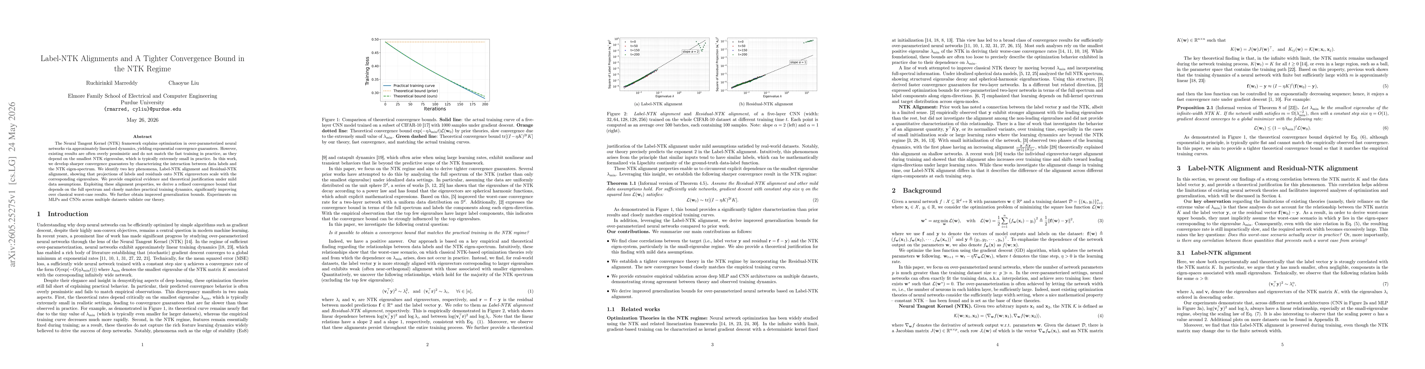 Thumbnail for Label-NTK Alignments and A Tighter Convergence Bound in the NTK Regime