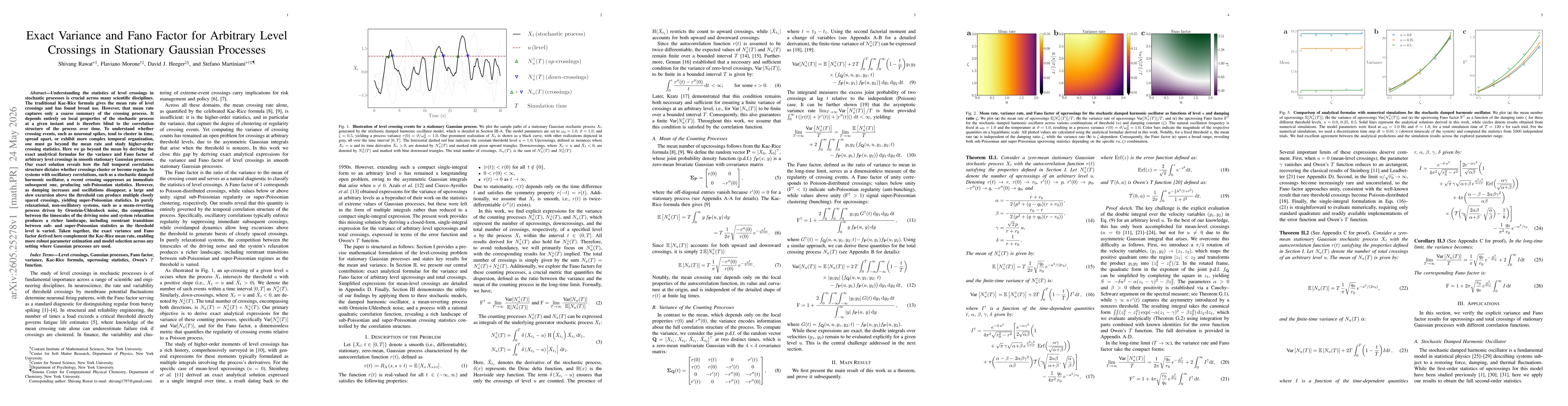 Thumbnail for Exact Variance and Fano Factor for Arbitrary Level Crossings in Stationary Gaussian Processes