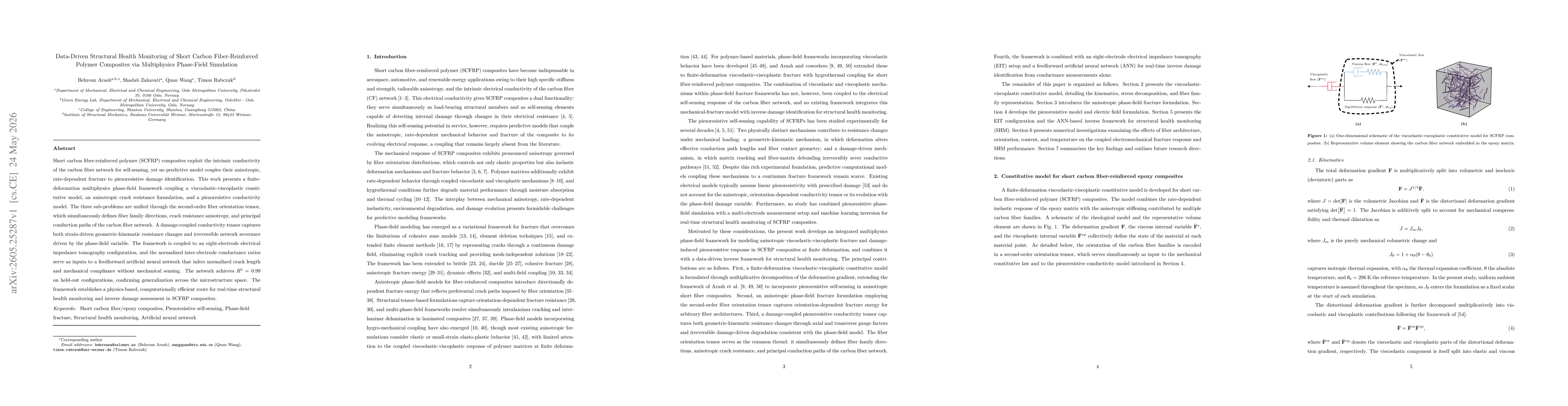 Thumbnail for Data-Driven Structural Health Monitoring of Short Carbon Fiber-Reinforced Polymer Composites via Multiphysics Phase-Field Simulation