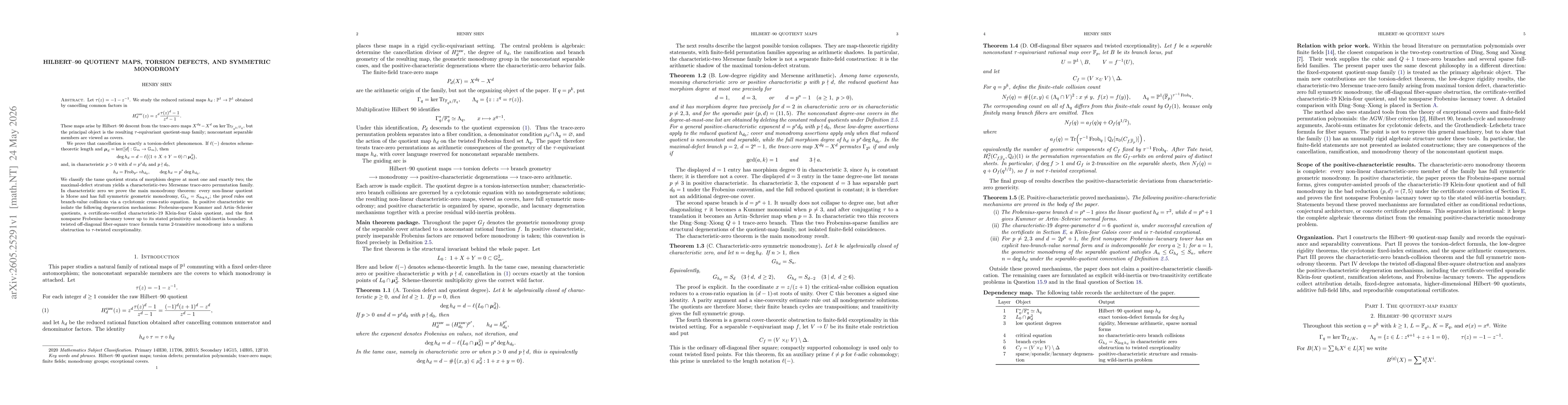 Thumbnail for Hilbert-90 quotient maps, torsion defects, and symmetric monodromy