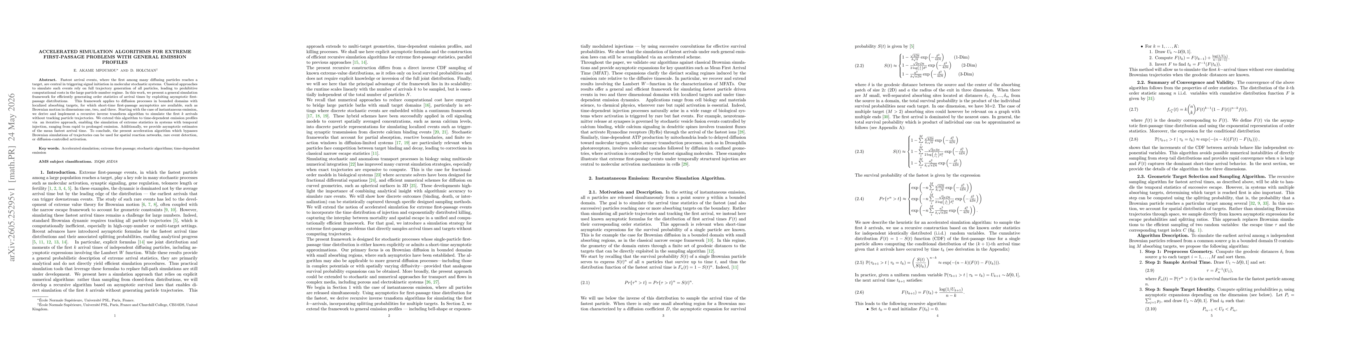 Thumbnail for Accelerated Simulation Algorithms for Extreme First-Passage Problems with General Emission Profiles