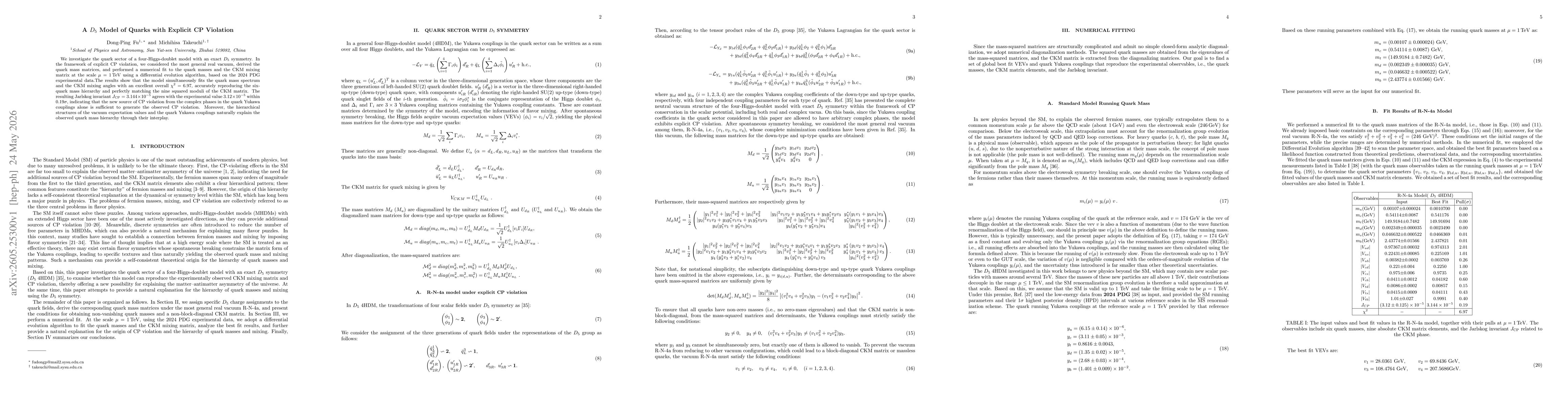 Thumbnail for A D_5 Model of Quarks with Explicit CP Violation