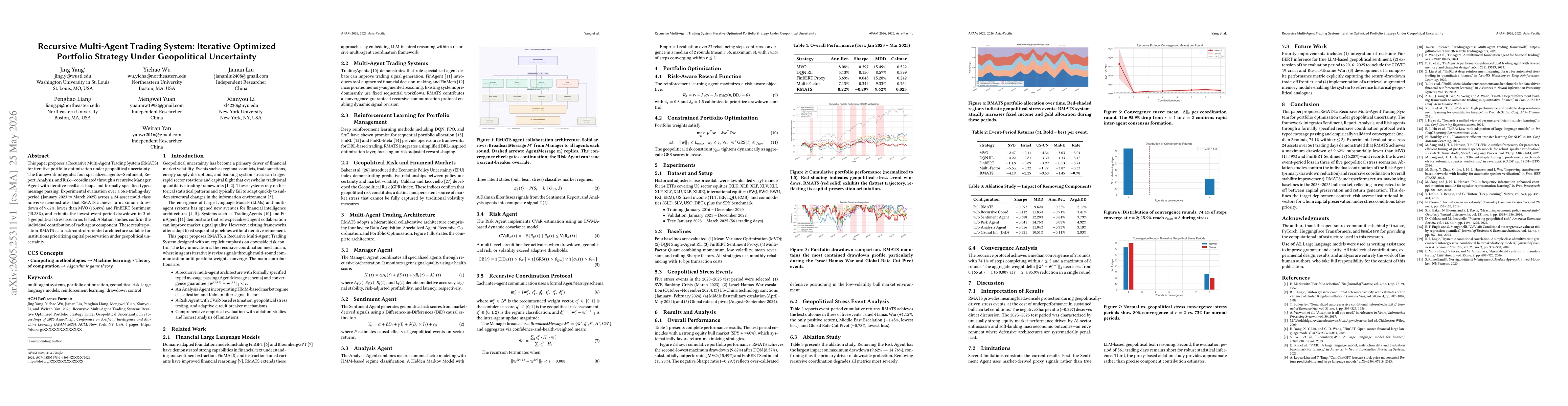 Thumbnail for Recursive Multi-Agent Trading System: Iterative Optimized Portfolio Strategy Under Geopolitical Uncertainty