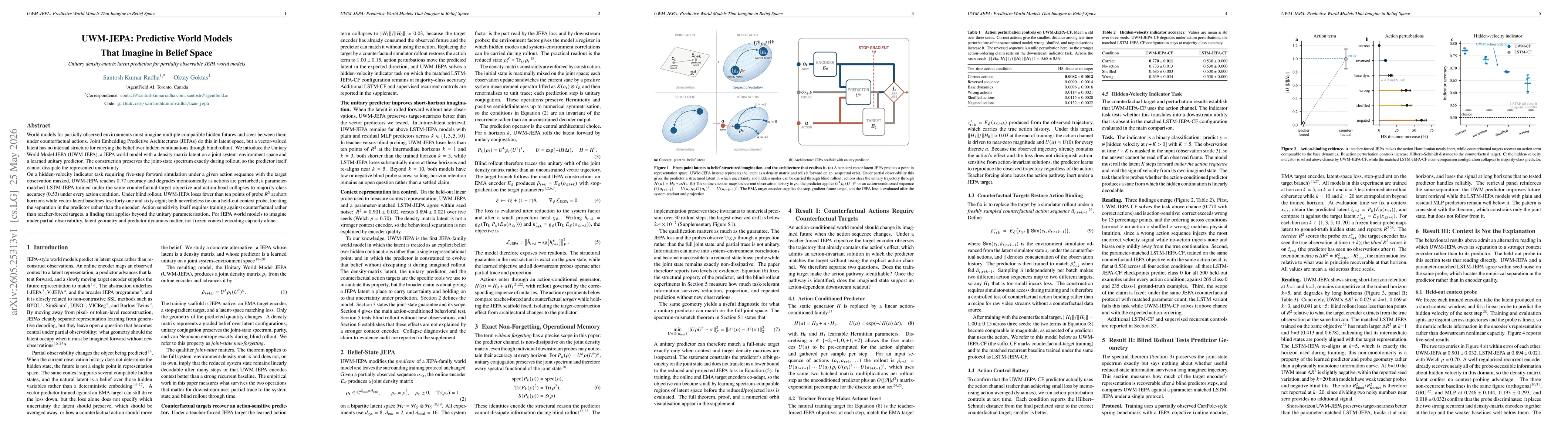 Thumbnail for UWM-JEPA: Predictive World Models That Imagine in Belief Space