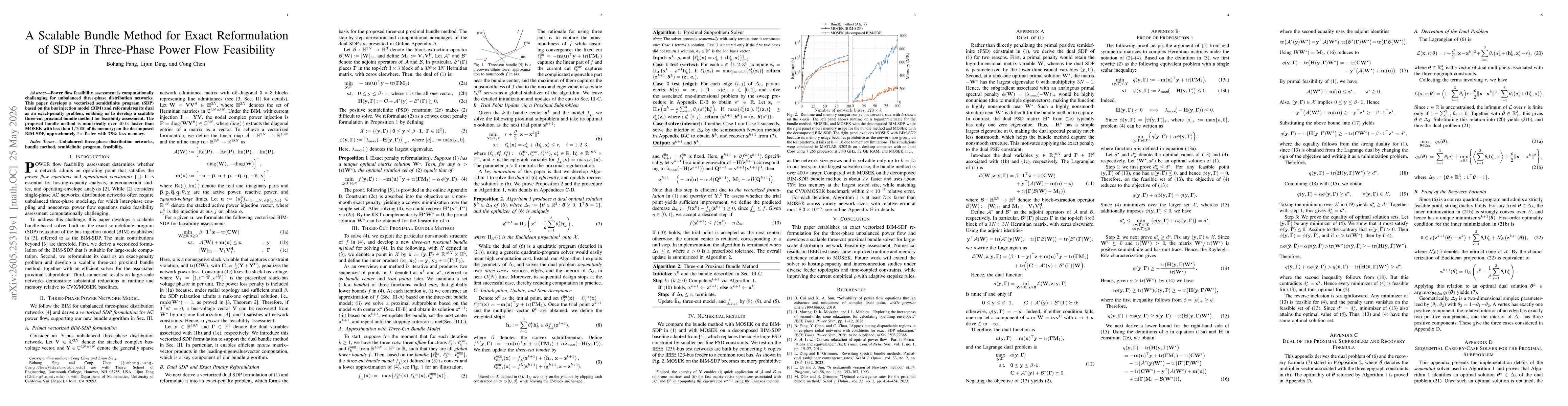 Thumbnail for A Scalable Bundle Method for Exact Reformulation of SDP in Three-Phase Power Flow Feasibility