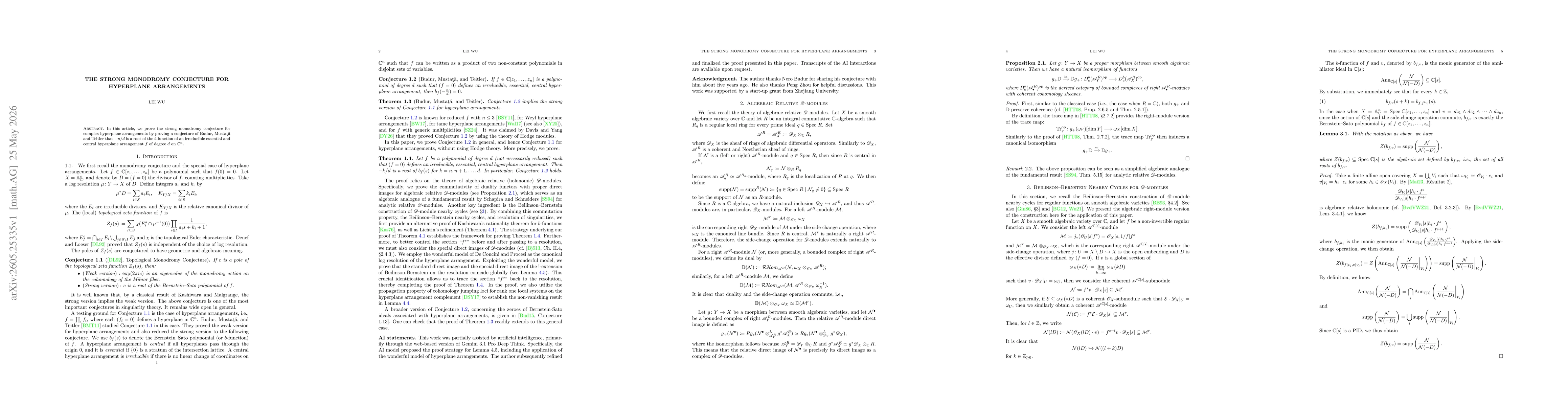 Thumbnail for The strong monodromy conjecture for hyperplane arrangements